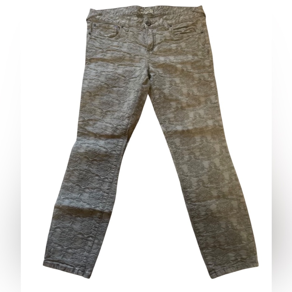 Free People Grey/tan Textured Jacquard Skinny Jeans, Size 30 - Picture 8 of 8
